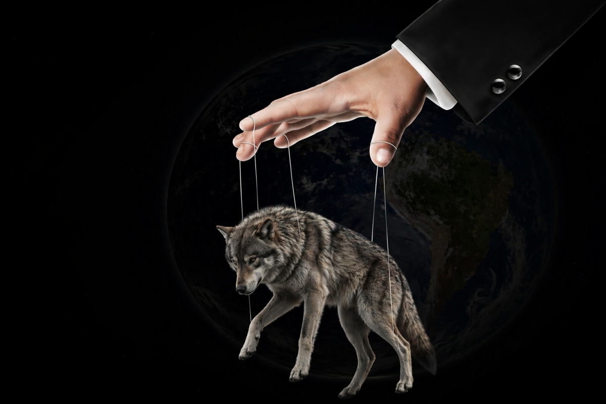 Wolf am Faden